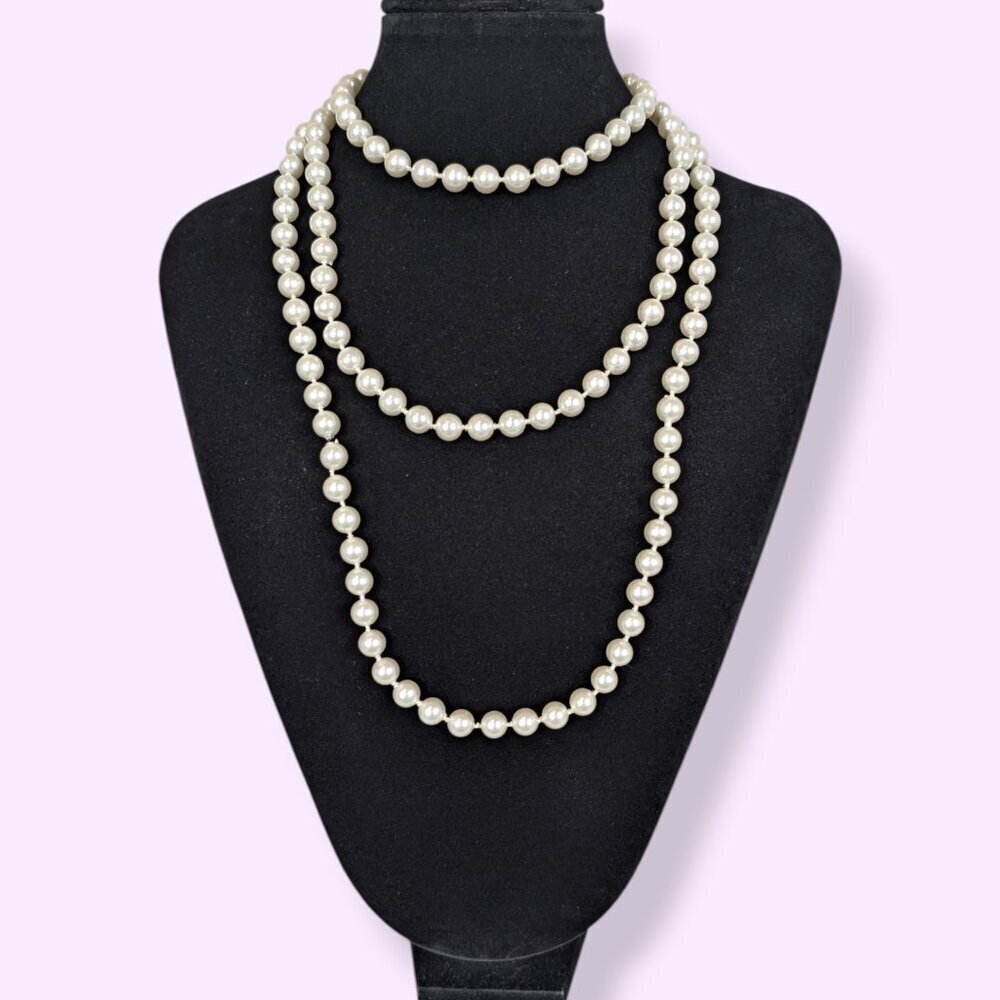 V. Long Faux Pearl Infinity Strand